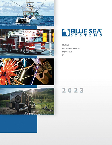 The cover of the 2023 Blue Sea® Systems Catalog.